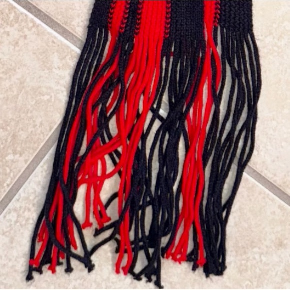 Ole Miss knit red blue fringe scarf - Picture 6 of 8